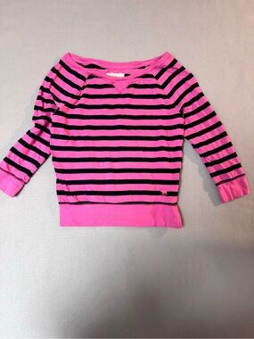 Y2K Abercrombie & Fitch Hot Pink and Black Striped Girls' Long Sleeve Top
